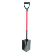 Hot Sale D-Grip Carbon Steel Digger Outdoor Hand Red FiberGlass Handle Garden Shovel